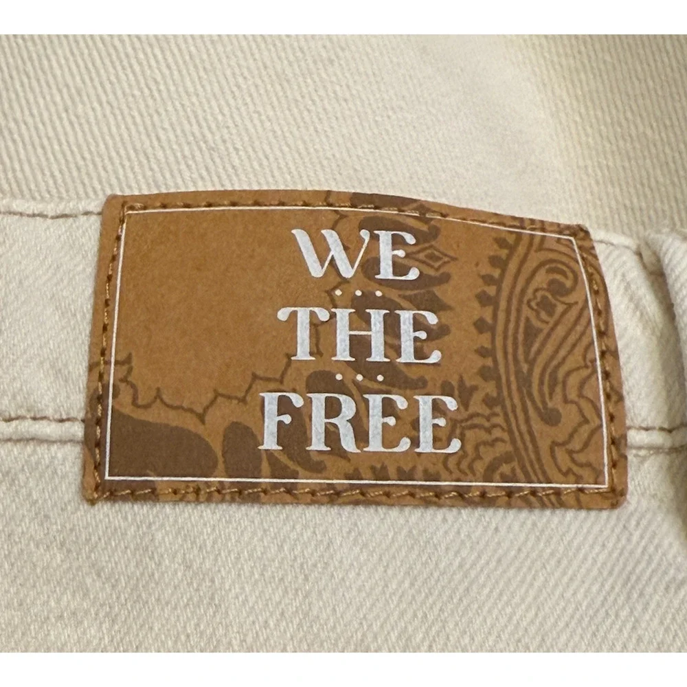 NEW FREE PEOPLE WE THE FREE ECRU TINSLEY BAGGY HIGH RISE STRAIGHT LEG JEANS 32